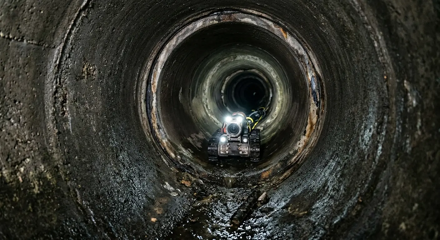 Robotic sewer camera inspecting pipe interior for Sewer Line Cleaning in Bethlehem